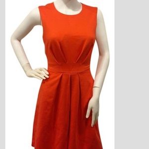 TRINA TURK Orange Princess Ponte Pleated Dress